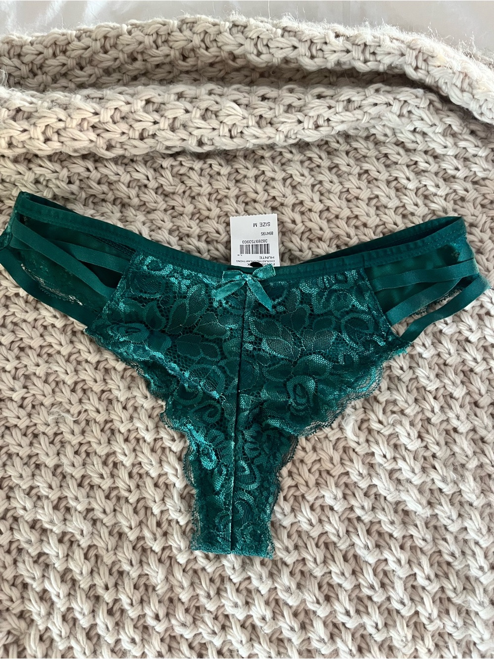 Emerald Hunter Green Lace Panty Everlasting Dream Thong Panty Tilly’s Sz  S M